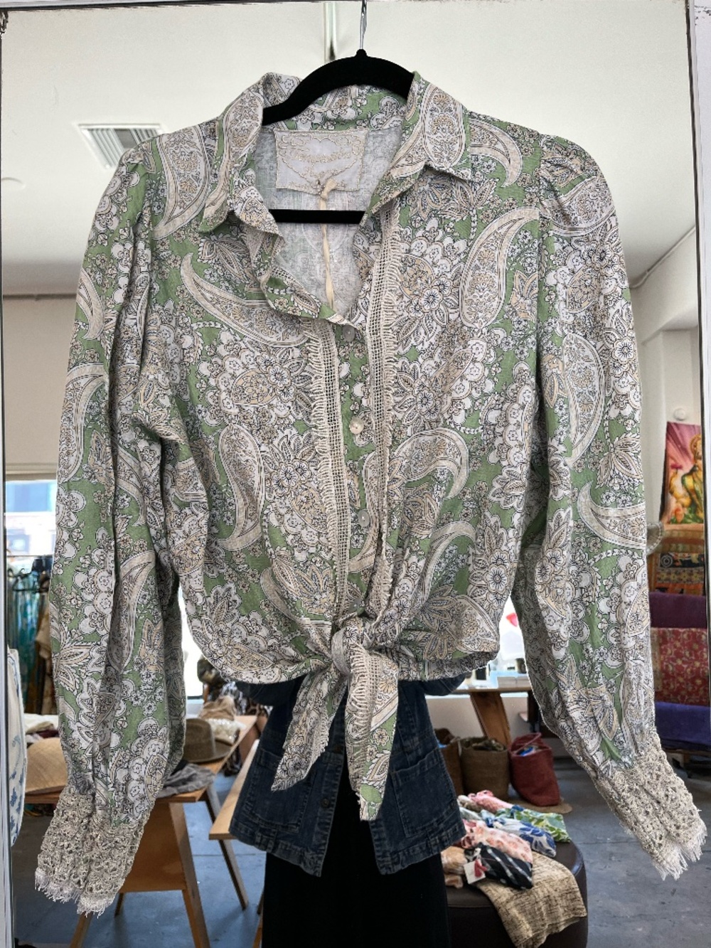 Temptation Positano Green Patterned Top